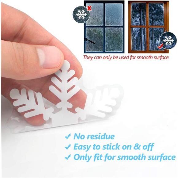 New 135Pcs Snowflake Window Clings, Static Christmas Decals for Holiday Decor‎ - Picture 5 of 7